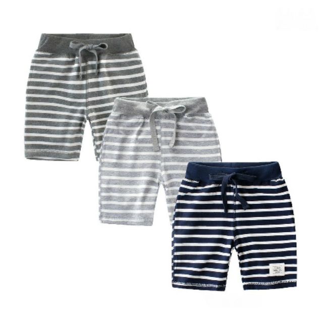 Quần short bé trai 27KIDS quần thun cotton họa tiết kẻ cho bé