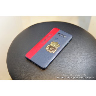 Miếng dán da skin Lg G6 - Da 2 sọc ghép logo Liverpool - D6,D17