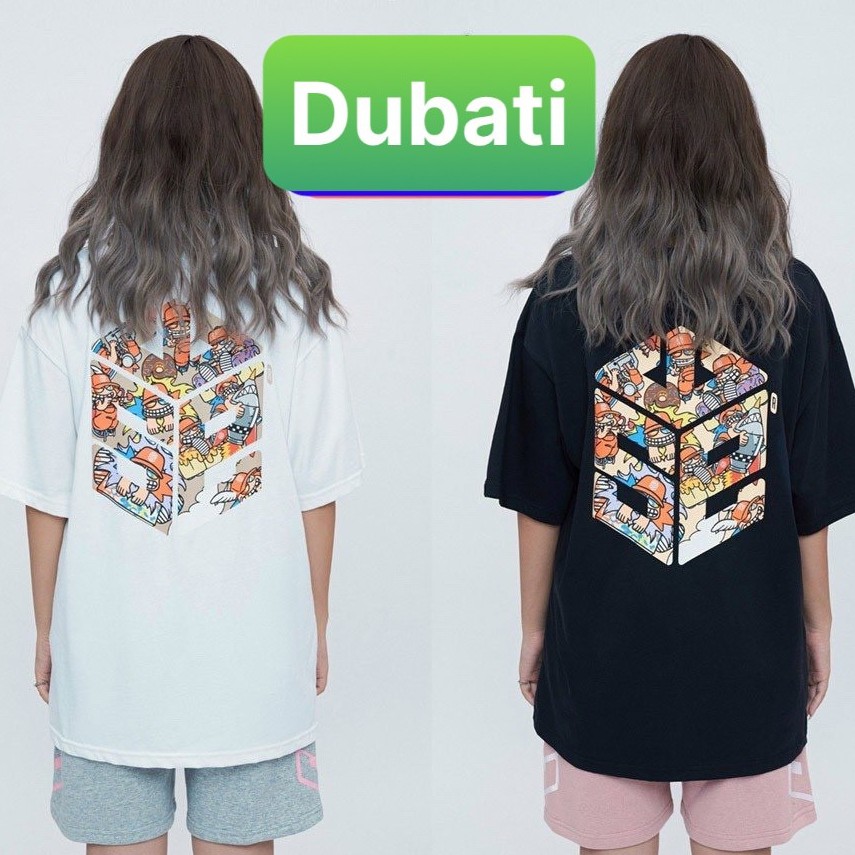 ÁO THUN NAM NỮ IN HÌNH LỤC GIÁC HOẠT HÌNH TAY FROM RỘNG SANG CHẢNH - DUBATI FASHION