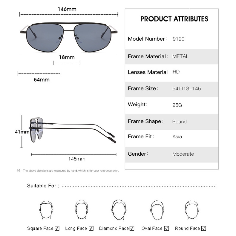 Kính thời trang nam nữ gọng kim loại cao cấp tròng kính râm chống uv400 phong cách Châu Âu (FULLBOX)