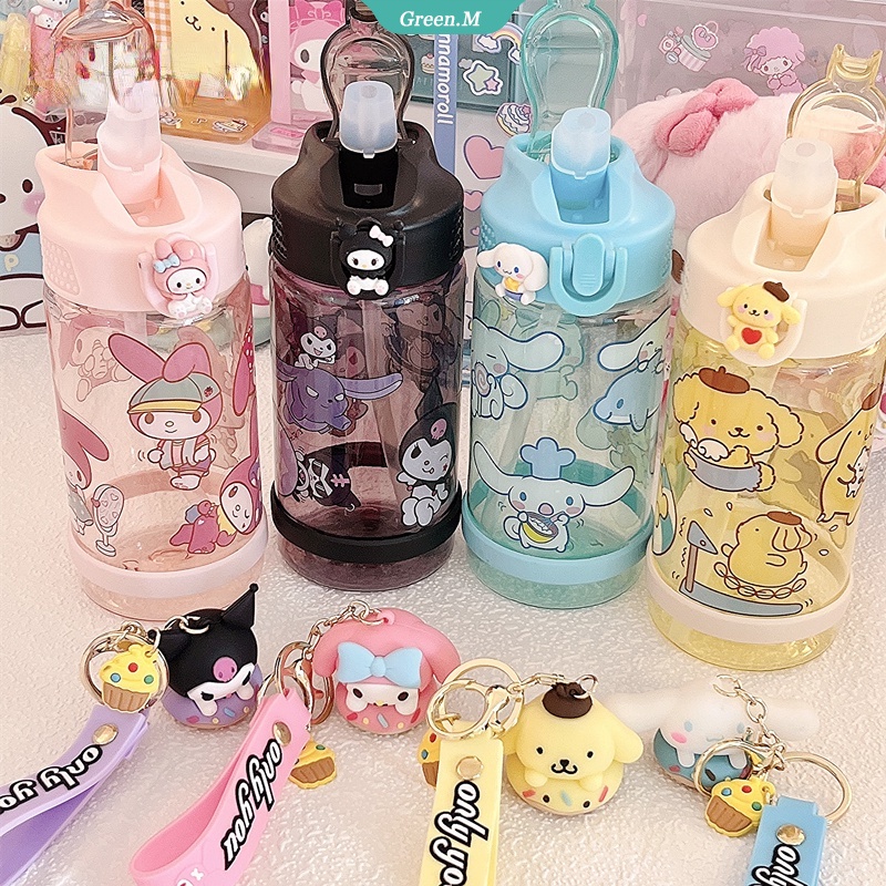 Bình Nước 500ML Hình Kuromi Dễ Thương Có Ống Hút