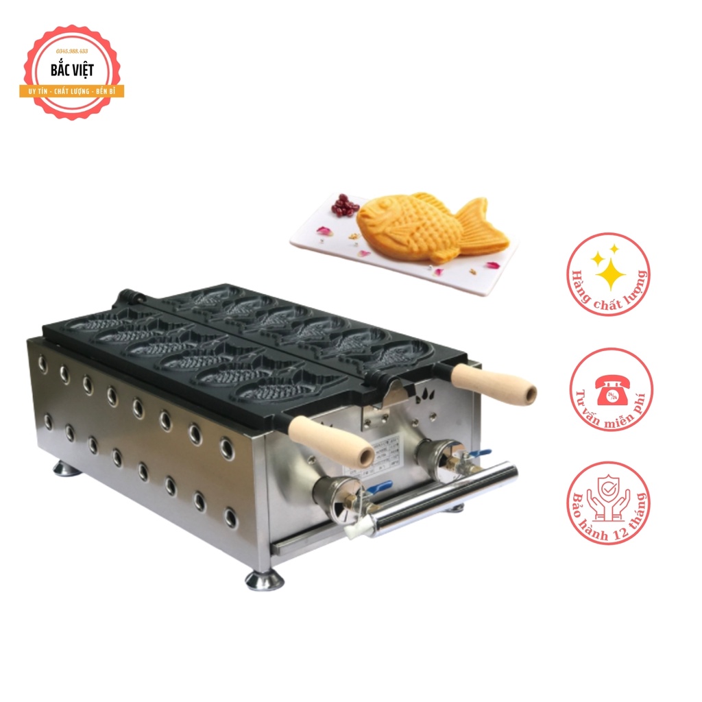 [ BẢO HÀNH 12 THÁNG] Máy làm bánh cá TAIYAKI Nhật bản loại 6 con dùng gas chất lượng giá rẻ