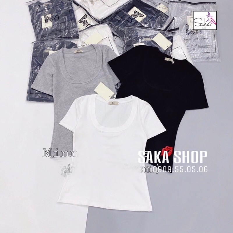 Áo thun nữ trơn màu tay ngắn dày dặn mịn mát
