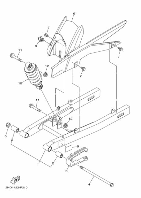 Gắp sau - cụm càng sau Exciter 150 đời 2015 - 2018 chính hãng Yamaha