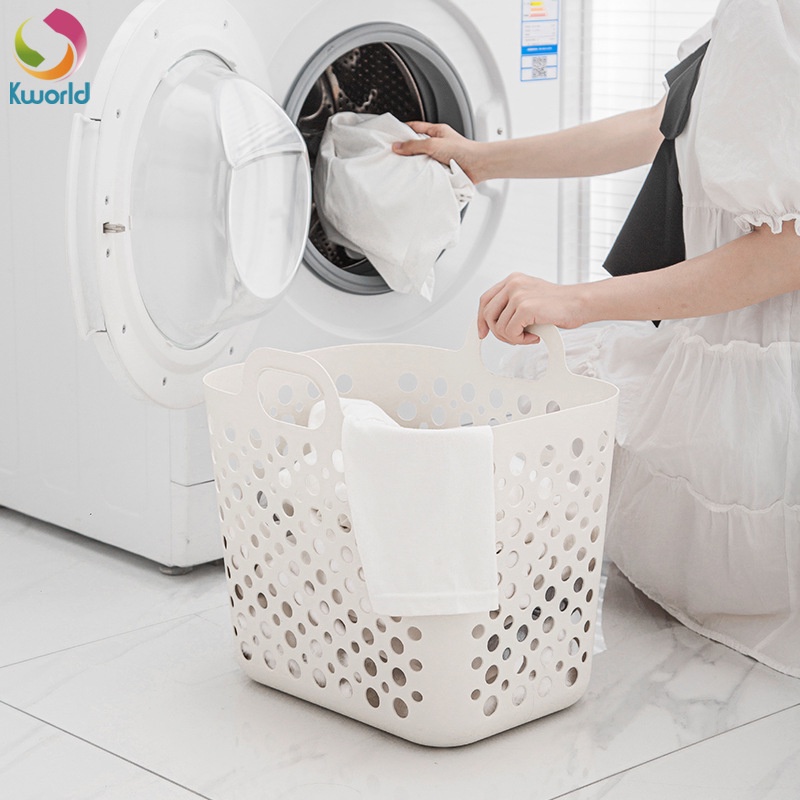 Giỏ Đựng Quần Áo Dơ Bằng Nhựa Có Tay Cầm Và Nắp Đậy Tiện Dụng