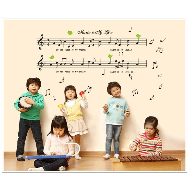 Decal dán trang trí tường Âm nhạc mẫu số 13 AMYSHOP - decan cao cấp có keo sẵn cắt sẵn, bóc dán ngay tại nhà