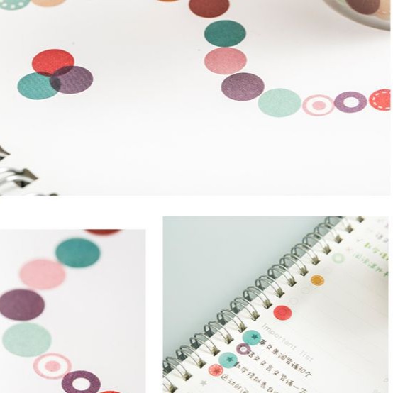Băng Keo washi Họa Tiết Chấm Bi Nhiều Màu Sắc Dùng Trang Trí Sổ Tay