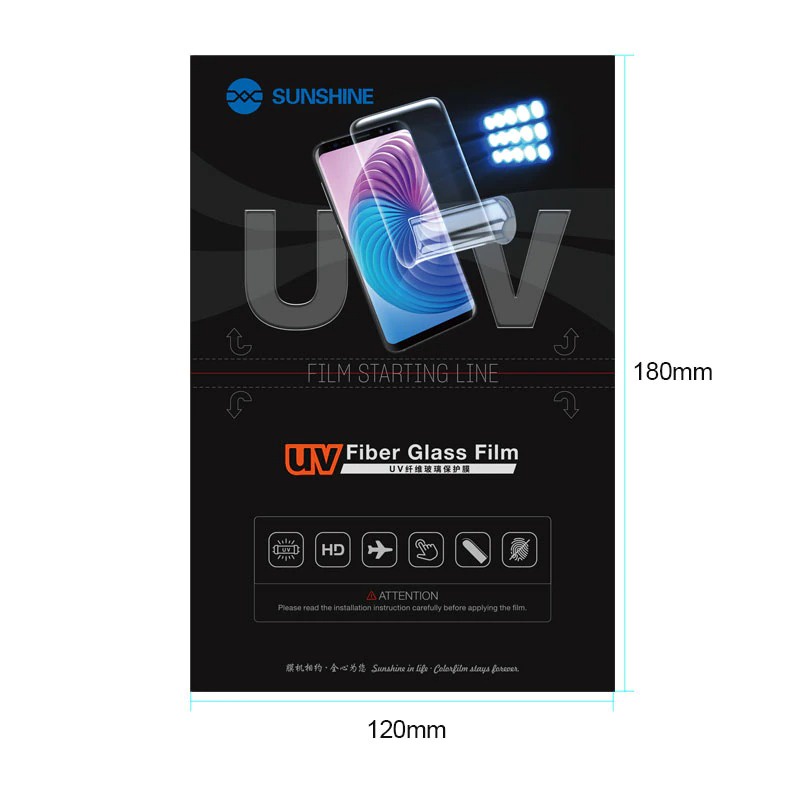 Hộp miếng dán bảo vệ UV Fiber SS-057U cường lực dẻo (cứng sau khi sấy UV) cho máy cắt Relife, Sunshine