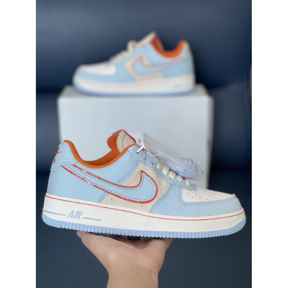 Giày Thể Thao Nam Nữ, Giày AF1 Xanh - Cam Mới Air Force 1 Hàng Đẹp Full Box Bill hót nhất 2022 giày af1 nam nữ