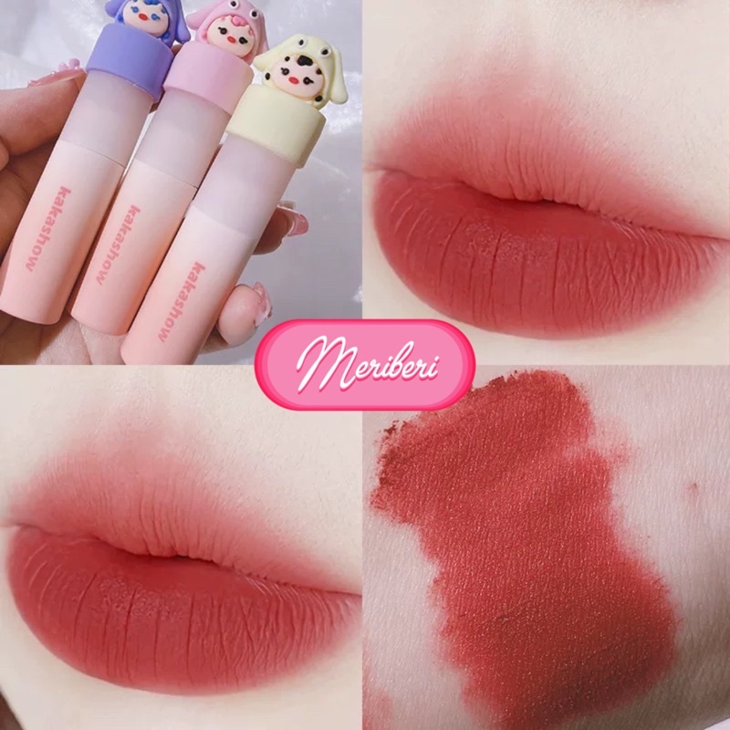 Son bùn kakashow dễ thương son bùn lip glaze màu đào son trắng nhung matte lip glaze