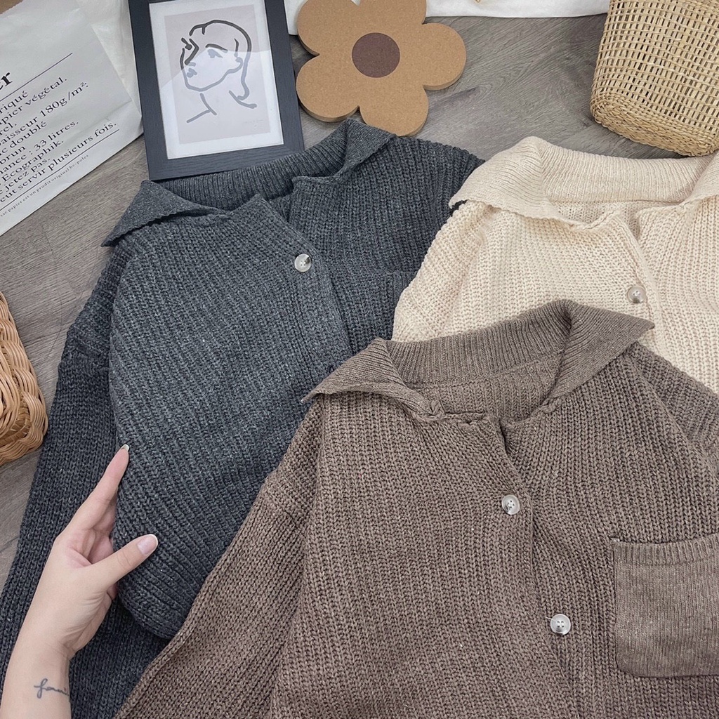 Áo len cổ croptop dài tay 4màu basic hàn quốc mùa thu đông