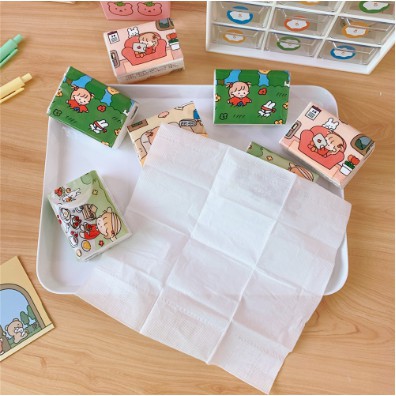 Khăn giấy mini Gói khăn giấy mini cầm tay bỏ túi họa tiết cô gái nhật cute văn phòng phẩm sáng tạo VPP45