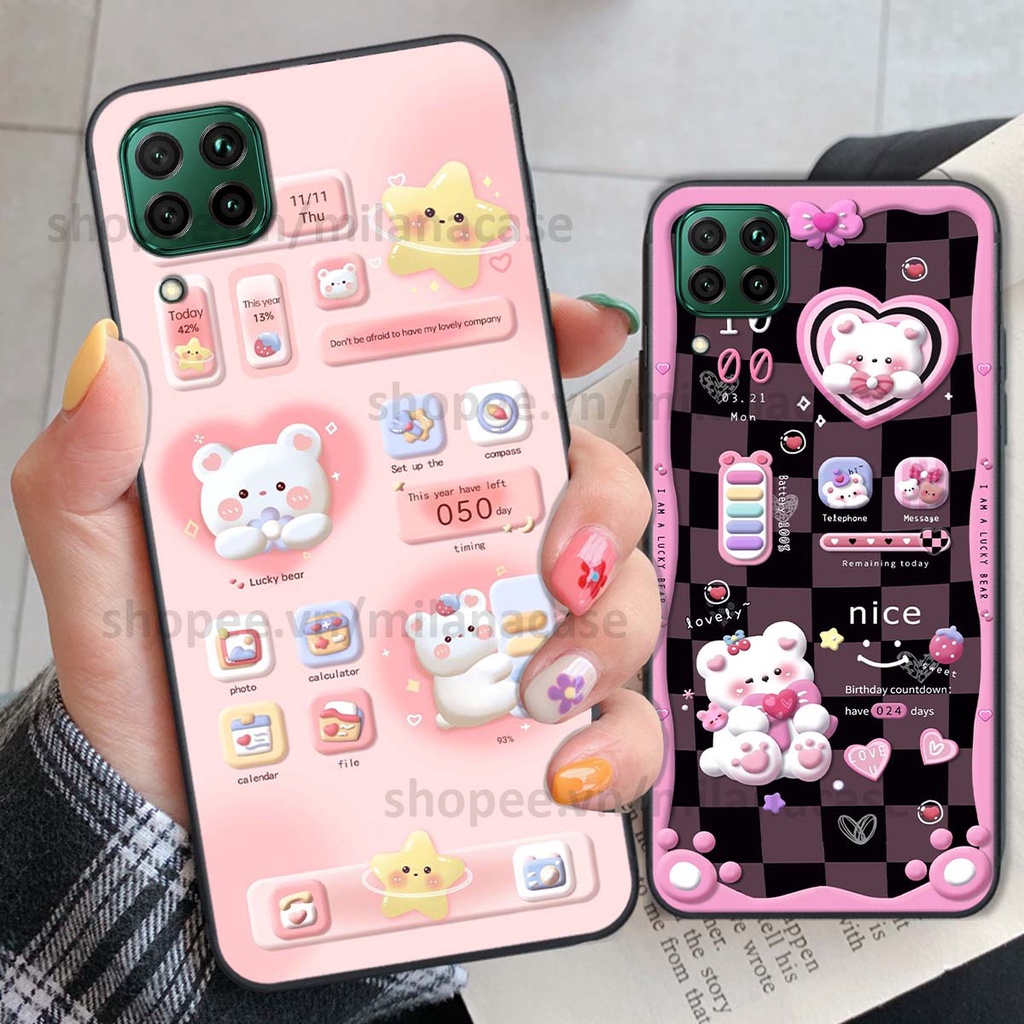 Ốp Huawei Nova 7i hình đồng hồ icon gấu mèo cute cực dễ thương ngộ nghĩnh