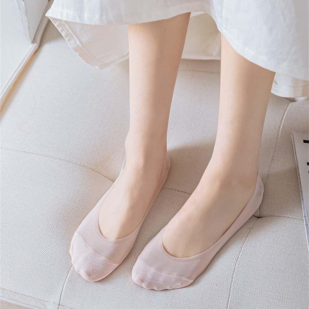 Vớ Mỏng Màu Trơn Không Trượt Miệng Nông Màu Sắc Xinh Xắn Cho Nữ