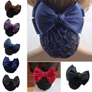 Kẹp Lưới Búi Tóc Đính Nơ Bằng Vải Satin