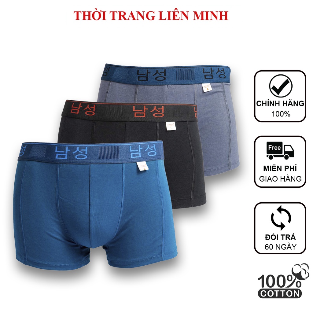 Combo 3 quần sịp đùi nam cotton CITYMEN lưng Hàn Quốc sịp nam boxer co dãn 4 chiều thoáng khí thấm hút tốt
