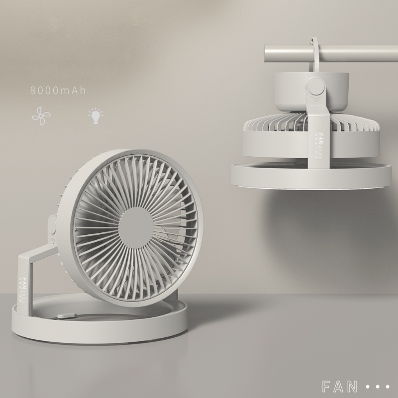 Quạt Cắm Trại 8000mah 3 Tốc Độ Kèm Đèn Led Và Sạc Usb Tiện Dụng