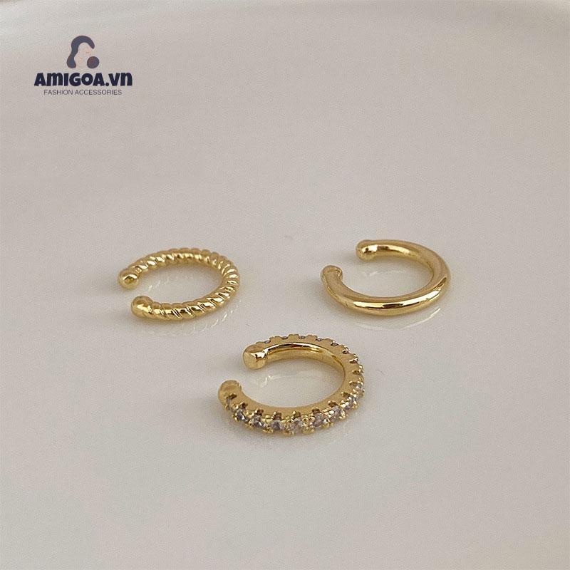 ✨✨Set 3 hoa tai dạng kẹp màu trơn đơn giản phong cách cổ điển thời trang cá tính dành cho nữ