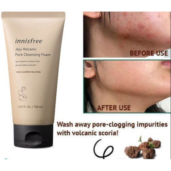 Sữa rửa mặt Innisfree tro núi lửa Jeju Volcanic Pore Cleansing Foam