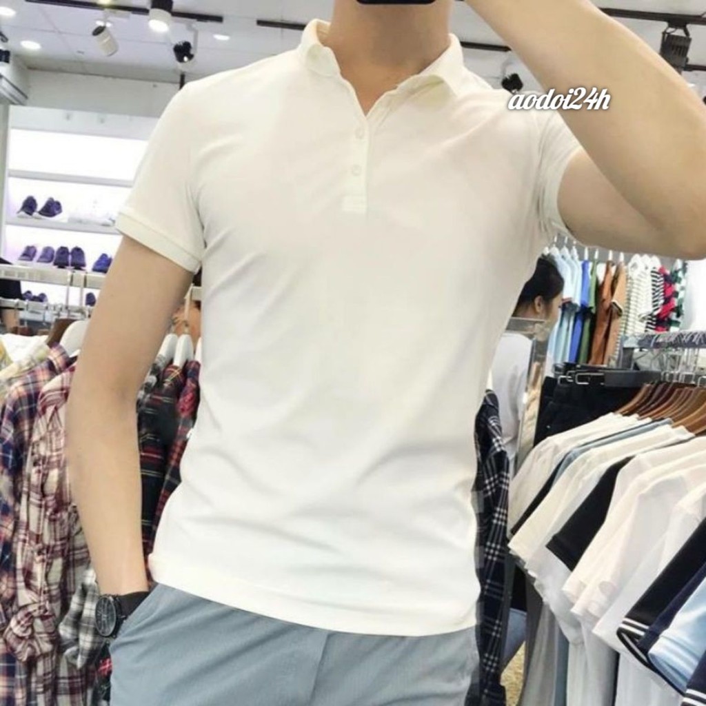 áo thun nam cổ trụ chất cá sấu thấm hút mồ hôi tốt, vải mịn