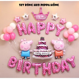Set bóng Heo Peppa Hồng trang trí sinh nhật thôi nôi cho bé
