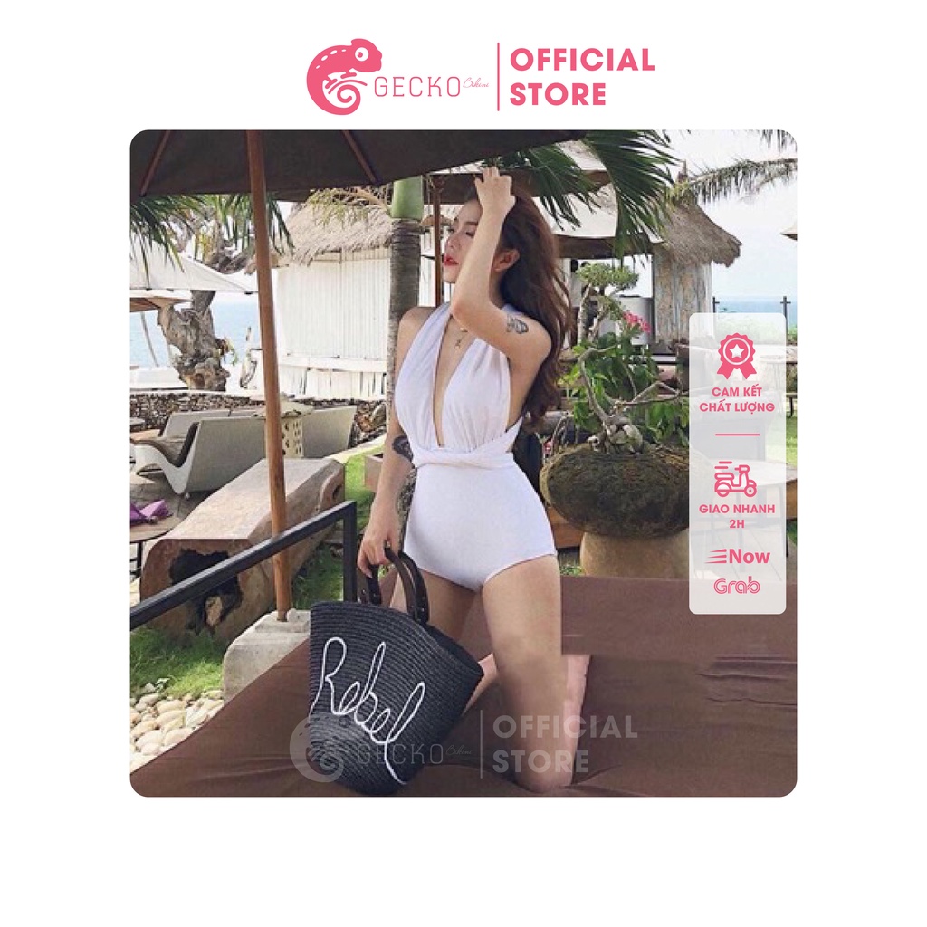 Bikini Đồ Bơi 1 Mảnh Hở Ngực Chéo Lưng GK0130 (Nhiều Màu, Ảnh Thật)