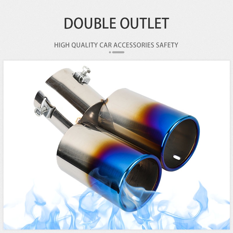 titan xe hơi ống xả kép bộ giảm thanh bằng thép không gỉ phổ quát ống xả xe hơi không thấm nước ống đuôi trang trí phía sau xe Bảo vệ an toàn phụ kiện bên ngoài xe
