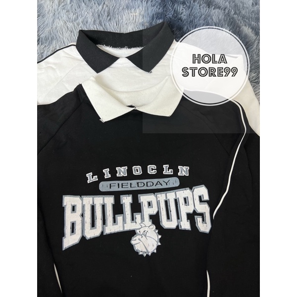 Áo sweater  Áo polo nữ dài tay unisex dưới 65kg chất nỉ bông phối khóa cổ BULLPUPS
