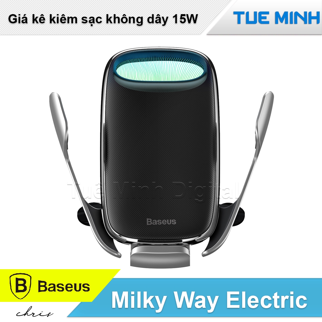 Bộ đế giữ điện thoại tích hợp sạc nhanh không dây dùng cho xe hơi Baseus Milky Way Electric Bracket Wireless Charger 15W