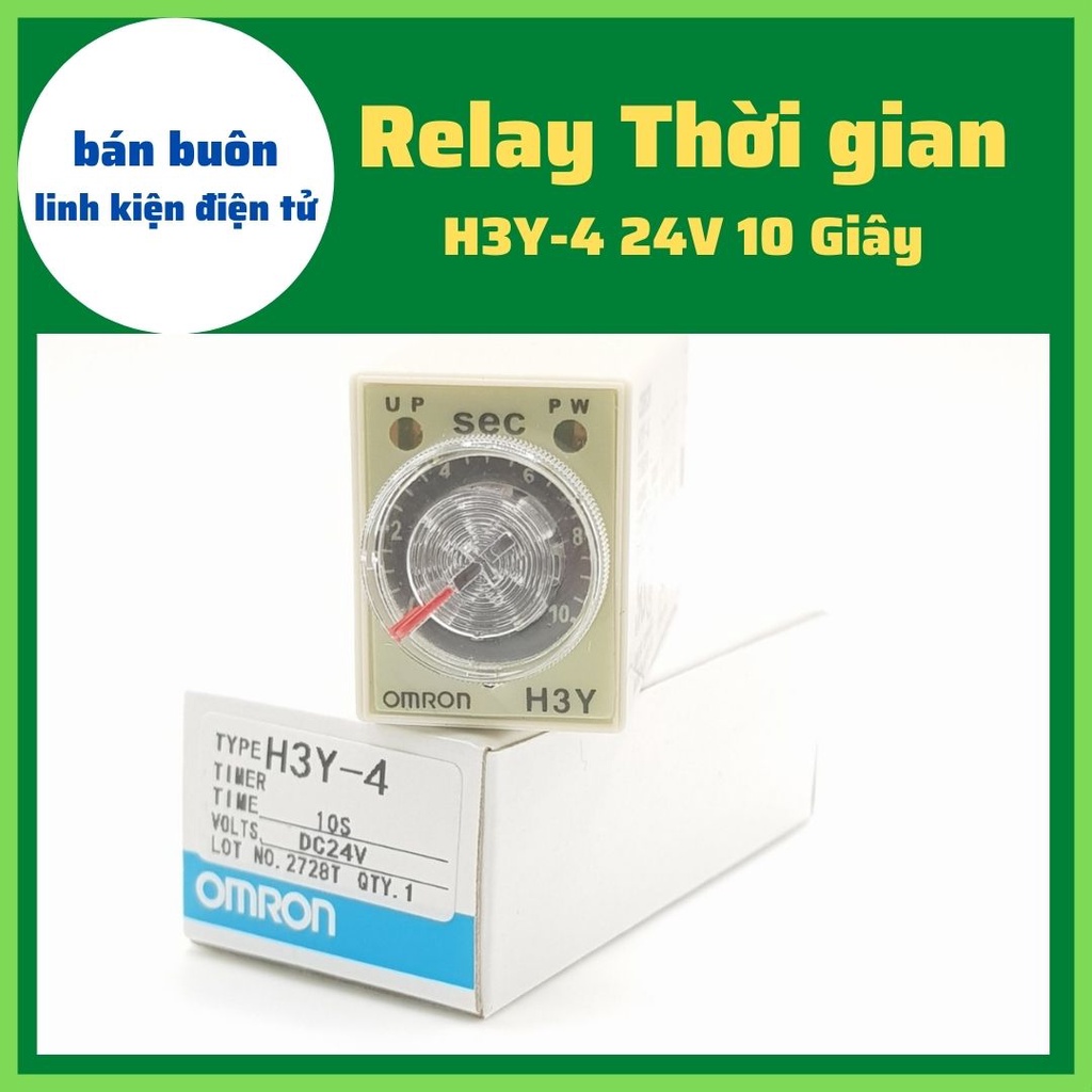 Rơ le 24V 10 giây, Relay thời Gian Timer Omron H3Y-4 14P 24V, H3Y-4, rơ le thời gian