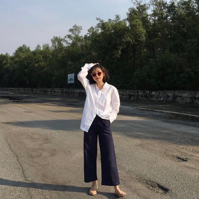 Quần ống suông màu xanh tím than chất kaki siêu đẹp