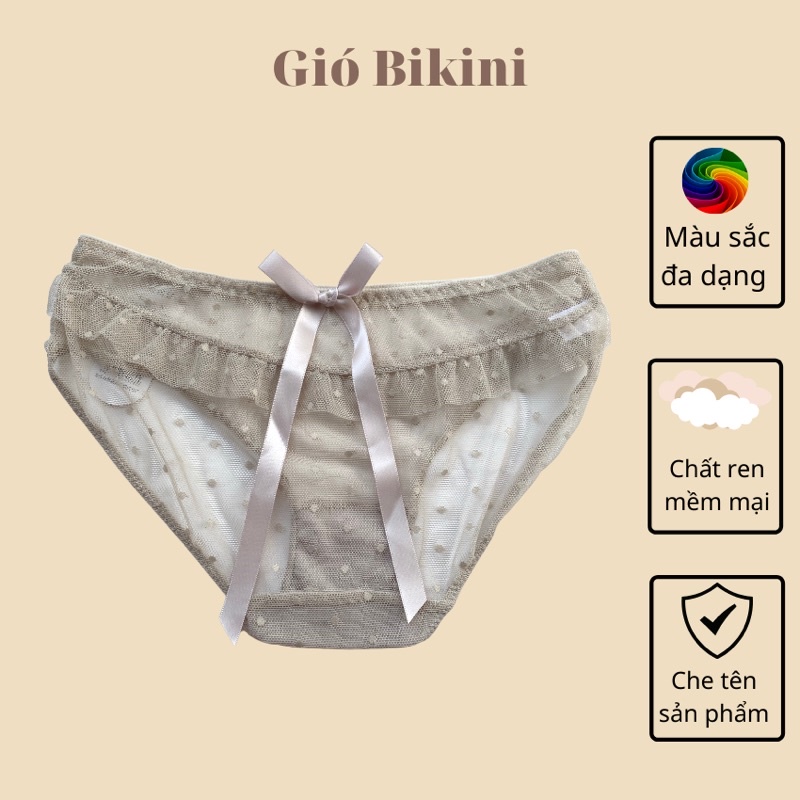 Quần Lót Nữ voan Ren đính nơ xuyên thấu. Quan Lot Ren Nu Sexy siêu quyến rũ
