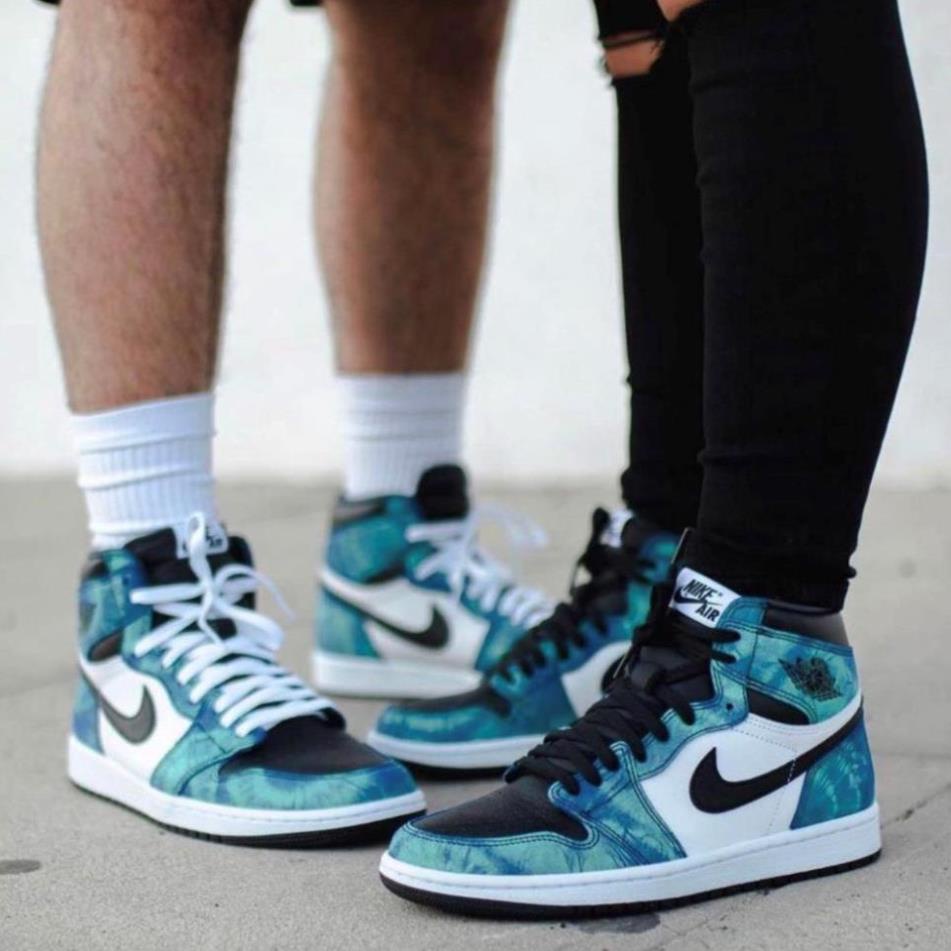 Giày thể thao Air Jordan xanh loang, Giày JorDan1 tie dye cao cổ nam nữ siêu hot tặng dây hàng cao cấp