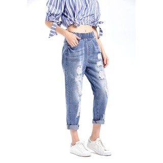 quần jean baggy big size nữ lưng thun màu xanh nhạt size đại 75-115kg