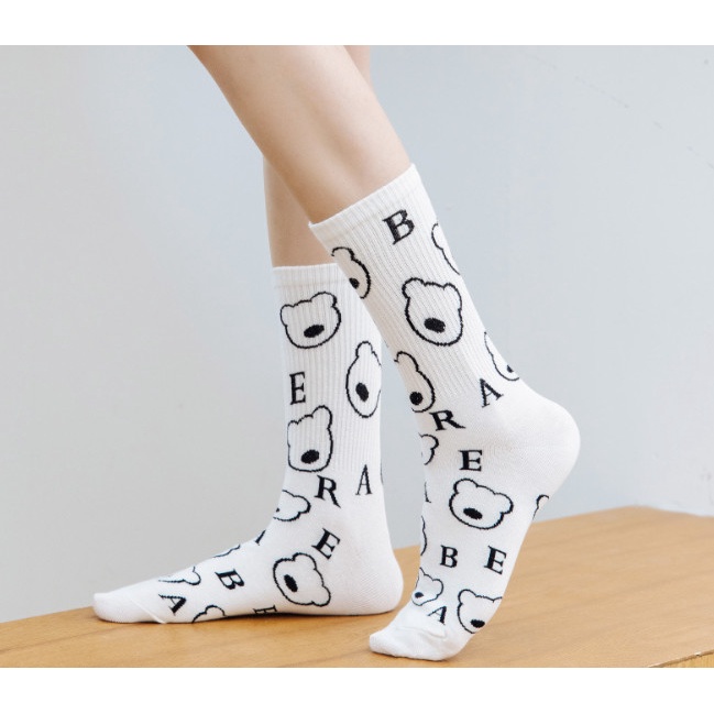 Vớ Tất hình Gấu, chữ B cao cổ Nam Nữ siêu dễ thương và xinh xắn