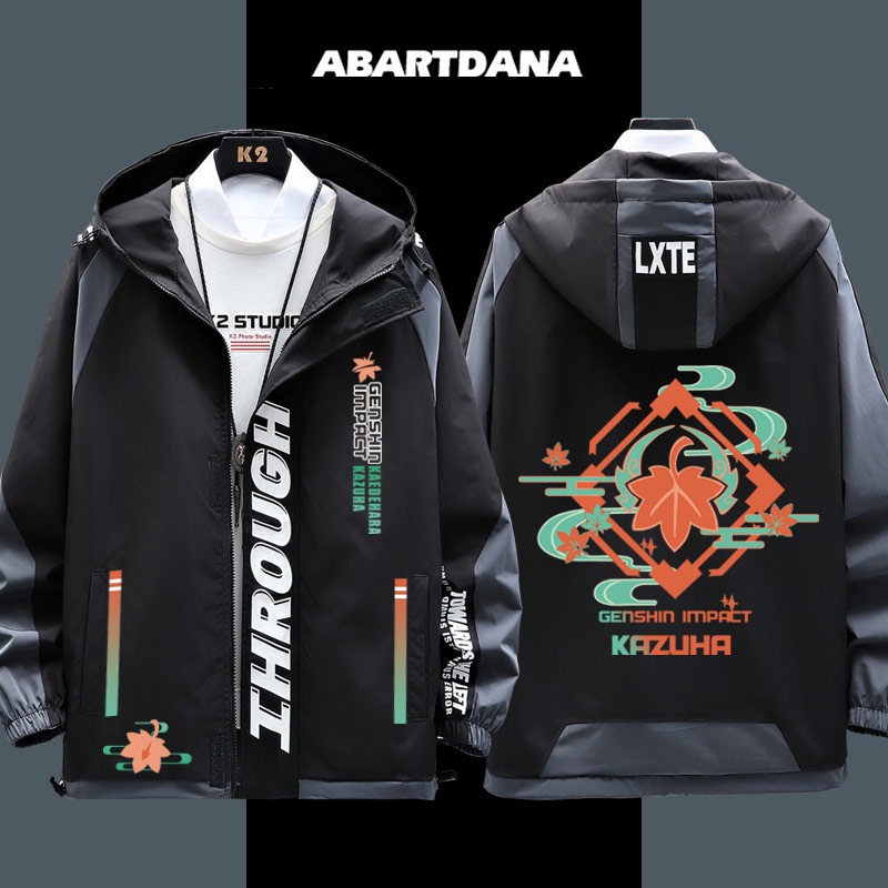 Áo khoác in hình lá phong phong cách game Kazuha Genshin 2 chiều thời trang xuân thu đẹp mắt unisex