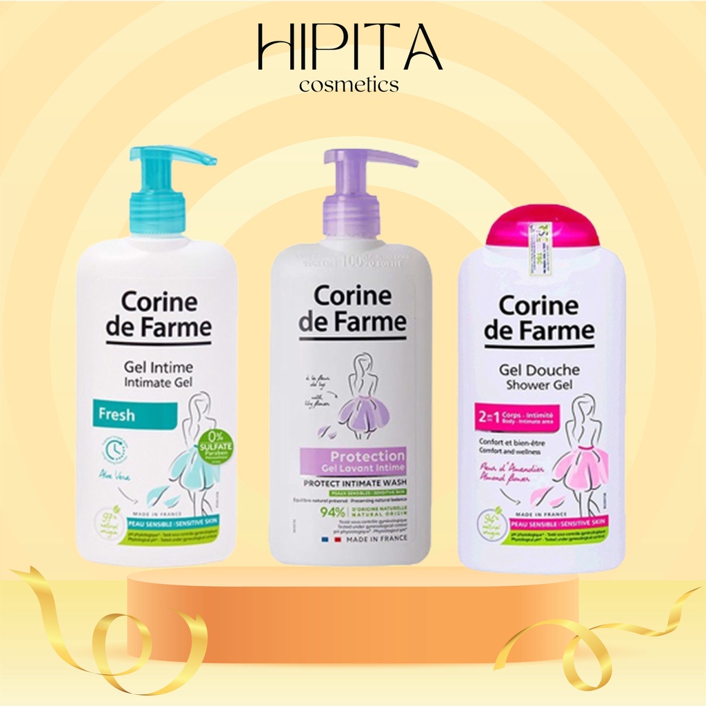 Gel vệ sinh phụ nữ giúp làm sạch, dưỡng ẩm Corine de Farme Intimate Gel 250ml