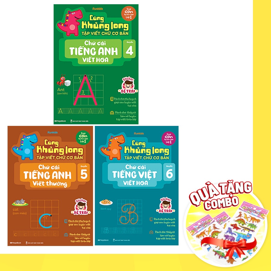 Sách Combo 3 cuốn Cùng Khủng long tập viết chữ cơ bản –