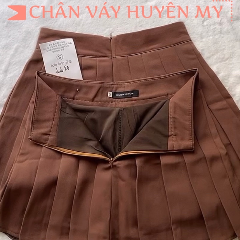 Chân váy xếp ly tennis màu nâu HUYENMY chất vải tuyết mưa cao cấp | BigBuy360 - bigbuy360.vn