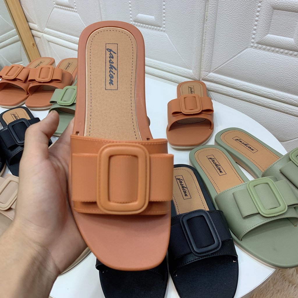 Dép khóa chữ nhật chính giữa quai đan loại 1 ulzzang 2F03