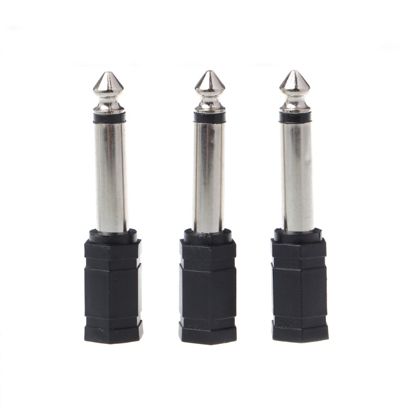 Set 3 Đầu Chuyển Đổi Âm Thanh 6.35mm 1 / 4 &quot;Mono Plug Sang 1 / 8&quot; 3.5mm