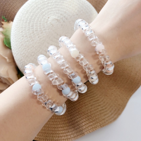 Dây buộc tóc lò xo trong suốt phong cách Hàn Quốc