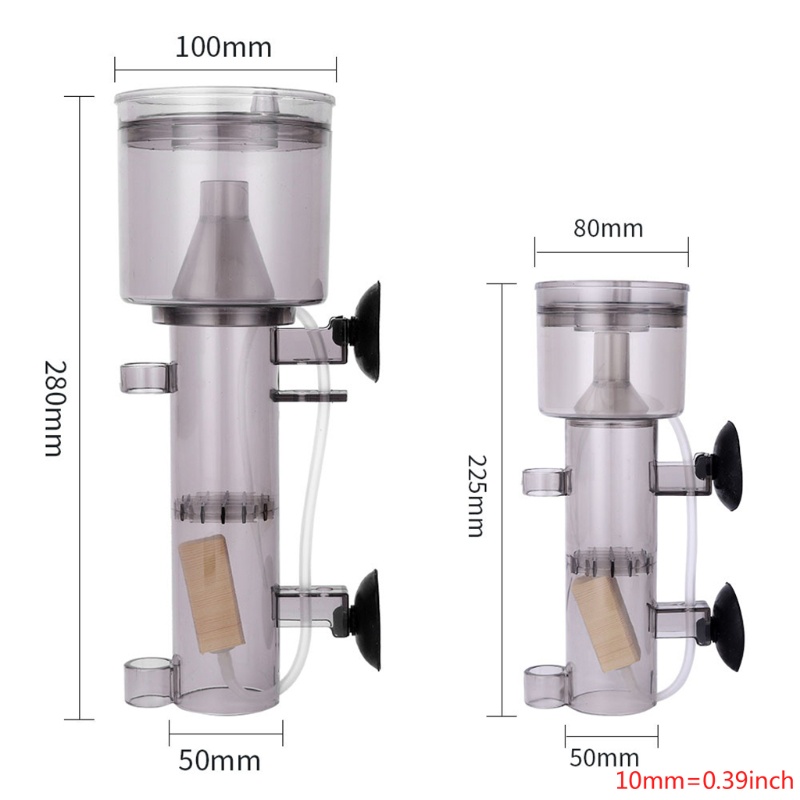 RAN Mini Aquarium Marine Fish Coral Tank Internal Hang on Air Driven Protein Skimmer with Wood Air Stone Tubing