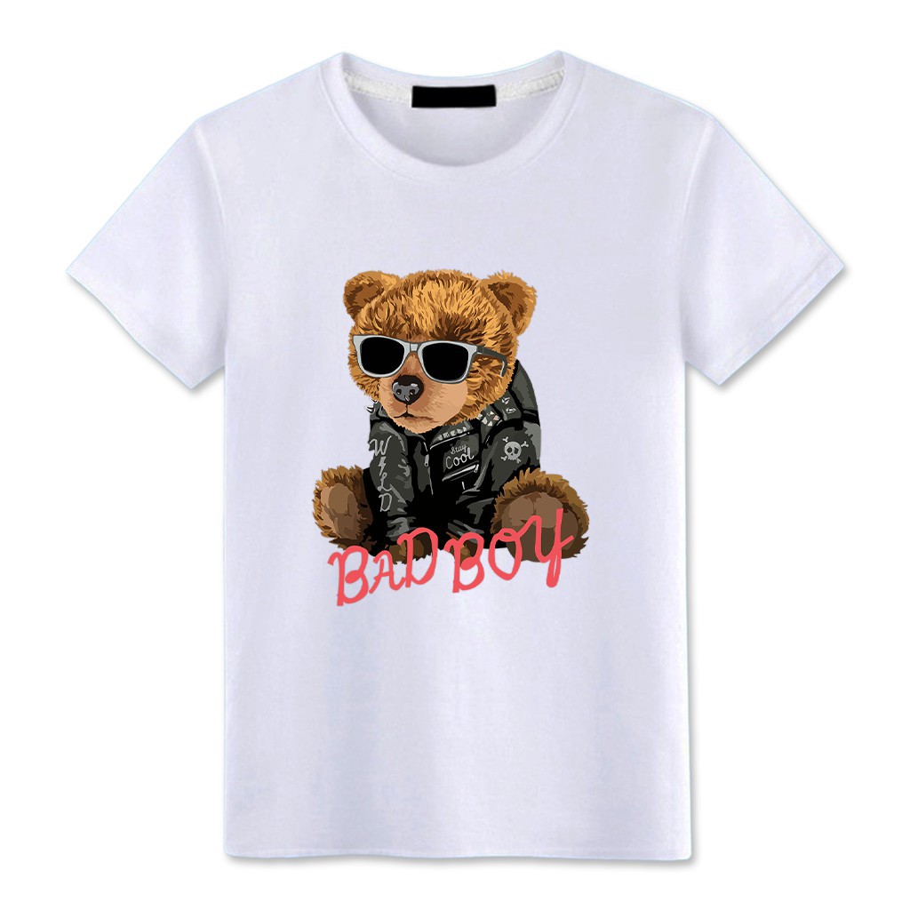 Áo thun unisex ngắn tay không cổ in hình Gấu BAD BOY - Bộ sưu tập áo phông nam thời trang cá tính | BigBuy360 - bigbuy360.vn