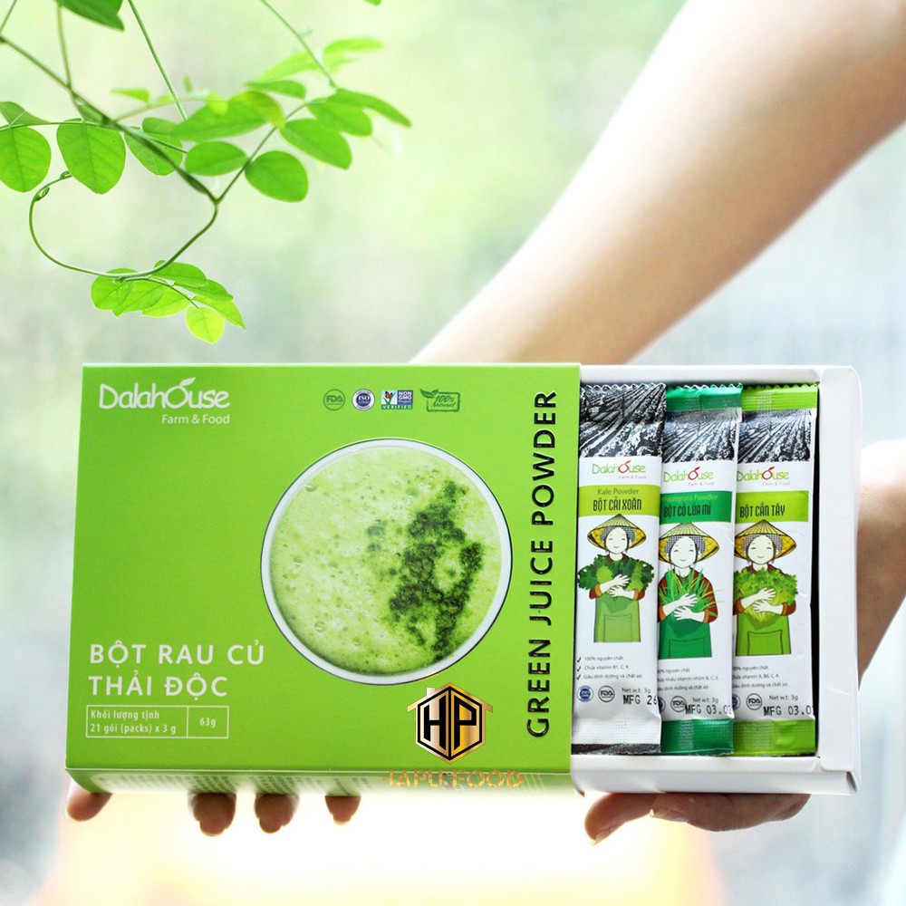 Bột rau củ thải độc Dalahouse Hộp 63g ( 21 gói x 3g ) - Detox giảm cân, thanh lọc cơ thể - Bolyfood