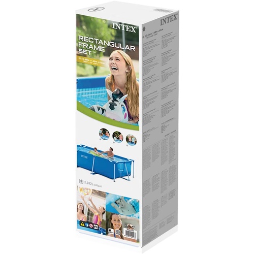 Bể bơi thành cao, khung kim loại chữ nhật, gấp gọn INTEX - Bể bơi cho bé, bể bơi kim loại, bể bơi di động