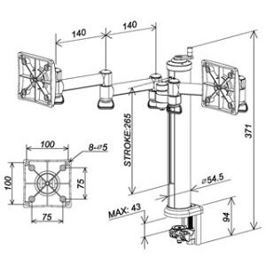 [GIÁ ĐỠ] GIÁ TREO 2 MÀN HÌNH MÁY TÍNH 24 INCH FOGIM ĐẶC BIỆT TKLA-1222-S(B)