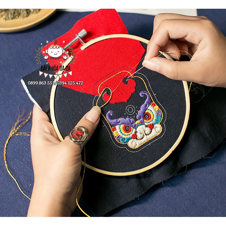 DIY / BỘ KIT TỰ THÊU TÚI THƠM HÌNH ĐẦU LÂN/THẺ RỒNG SỨC MẠNH/ THÊU TẶNG BẠN TRAI/ BÁCH HÓA NA NA