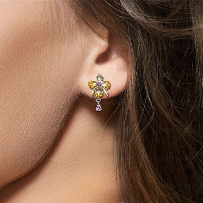 Bông Tai Mặt Hoa Thanh Lịch Phong Cách Retro Cho Nữ