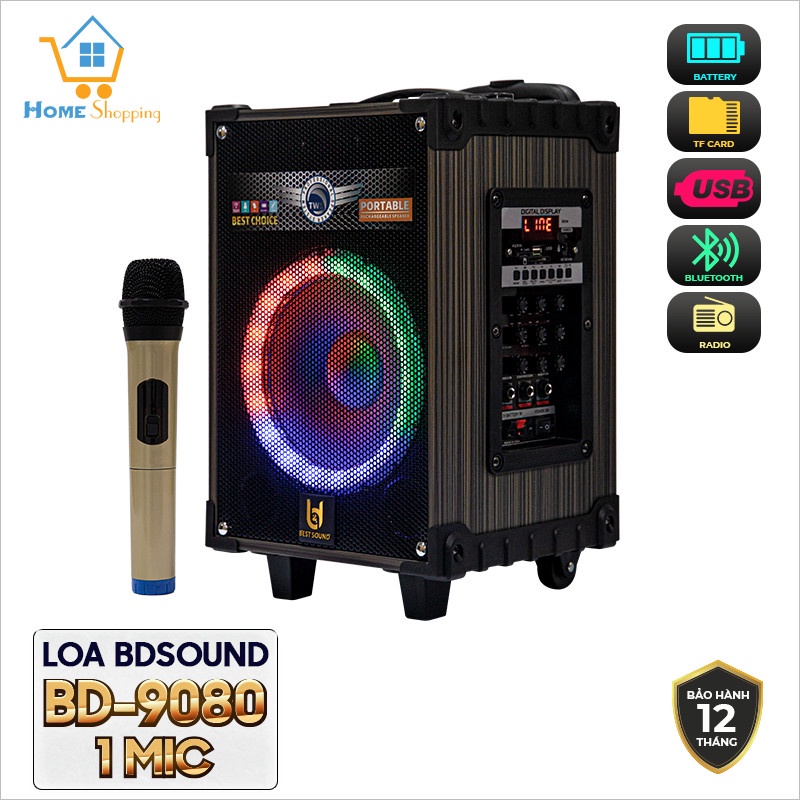 Loa Bluetooth Karaoke BDSOUND BD-9080, bảo hành 12 tháng đổi mới trong 07 ngày nếu lỗi sản phẩm